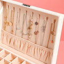 Multi-Layer Flip Cover With Lock Jewelry Box Solid Color Jewelry Desktop Storage Box(Red)