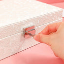 Multi-Layer Flip Cover With Lock Jewelry Box Solid Color Jewelry Desktop Storage Box(White)