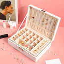 Multi-Layer Flip Cover With Lock Jewelry Box Solid Color Jewelry Desktop Storage Box(White)