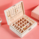 Multi-Layer Flip Cover With Lock Jewelry Box Solid Color Jewelry Desktop Storage Box(Red)