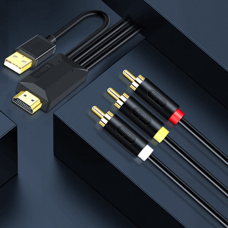5m JingHua HDMI-3RCA HDMI To 3RCA Conversion Cable Set-Top TV Projector AV Lotus Converter Cable