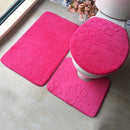 2 Sets Three-Piece Set Flannel Anti-Slip Kitchen Bath Toilet Rug Mat Washable Carpet(Blue Cobblestone)