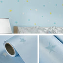 0.53 x 3m 3D Stars Moon Self-Adhesive Wallpaper Mediterranean Children Wall Sticker(1506 Light Blue)