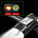 WEST BIKING 3 In 1 Wireless Bicycle Speedometer With Horn & Front Light (Black)