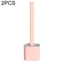 2 PCS Household Long Handle Soft Plastic Gap Toilet Brush TPR Decontamination Cleaning Brush(Pink)