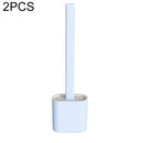 2 PCS Household Long Handle Soft Plastic Gap Toilet Brush TPR Decontamination Cleaning Brush(Light Blue)