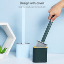 2 PCS Household Long Handle Soft Plastic Gap Toilet Brush TPR Decontamination Cleaning Brush(Light Blue)