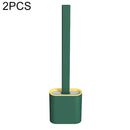 2 PCS Household Long Handle Soft Plastic Gap Toilet Brush TPR Decontamination Cleaning Brush(Green)