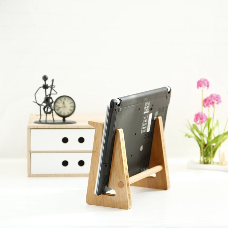 Large Bamboo Wood Computer Cooling Bracket Beech Wood Tablet Desktop Storage Rack