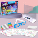 3D Fluorescent Drawing Board Magic Luminous Three-Dimensional Writing Board Graffiti Board Lighting Puzzle Children Drawing Board,Style: Medium Drawing Board (Space Version)