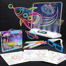 3D Fluorescent Drawing Board Magic Luminous Three-Dimensional Writing Board Graffiti Board Lighting Puzzle Children Drawing Board,Style: Large Drawing Board (Space Version)