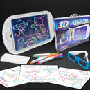 3D Fluorescent Drawing Board Magic Luminous Three-Dimensional Writing Board Graffiti Board Lighting Puzzle Children Drawing Board,Style: YM164 (Space Version)