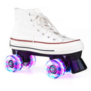 Flash Roller Skates Shoes Adult Children Four-Wheel Canvas Roller Skates Shoes Double Row Roller Skates Shoes, Size: 38(White + Special Bag)