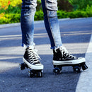 Flash Roller Skates Shoes Adult Children Four-Wheel Canvas Roller Skates Shoes Double Row Roller Skates Shoes, Size: 38(White + Special Bag)