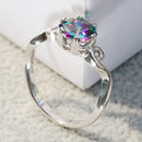 Seven Colored Gemstone Zircon Ring Solid 925 Sterling Silver Jewelry Ring 10