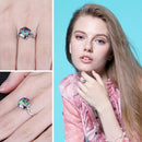 Seven Colored Gemstone Zircon Ring Solid 925 Sterling Silver Jewelry Ring 10