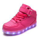 Children LED Luminous Shoes Rechargeable Sports Shoes, Size: 29(Pink)