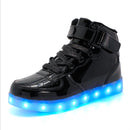Children LED Luminous Shoes Rechargeable Sports Shoes, Size: 29(Mirror Black)