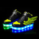 Children Colorful Light Shoes LED Charging Luminous Shoes, Size: 32(Black Green)