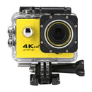 WIFI Waterproof Action Camera Cycling 4K camera Ultra Diving 60PFS kamera Helmet bicycle Cam underwater Sports 1080P Camera(Yellow)