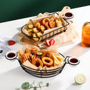 Wrought Iron Fruit Portable Storage Basket Bread French Fries Fried Snacks Portable Basket Oval Hemp Basket