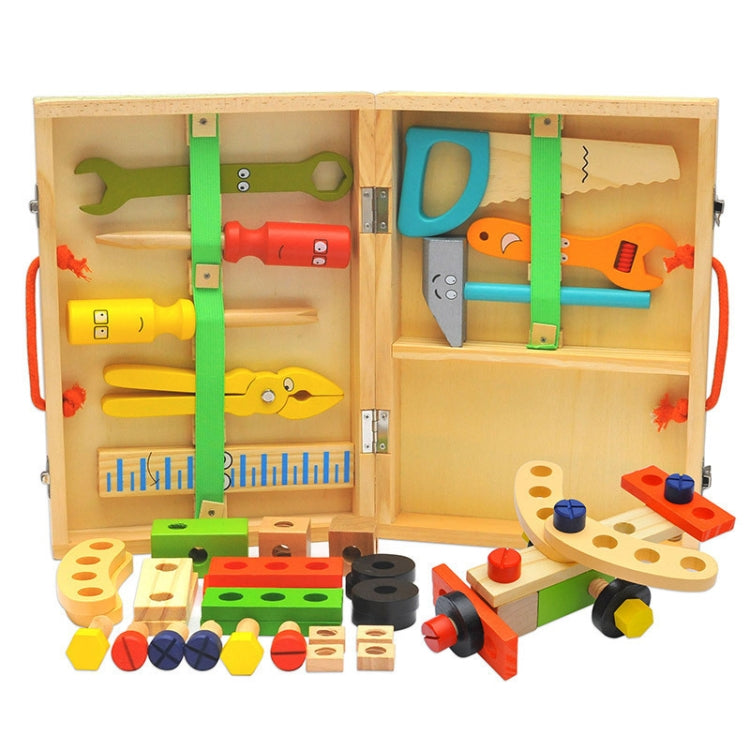 Wooden Simulation DIY Children Cartoon Toolbox Toys Play House Early Education Toys