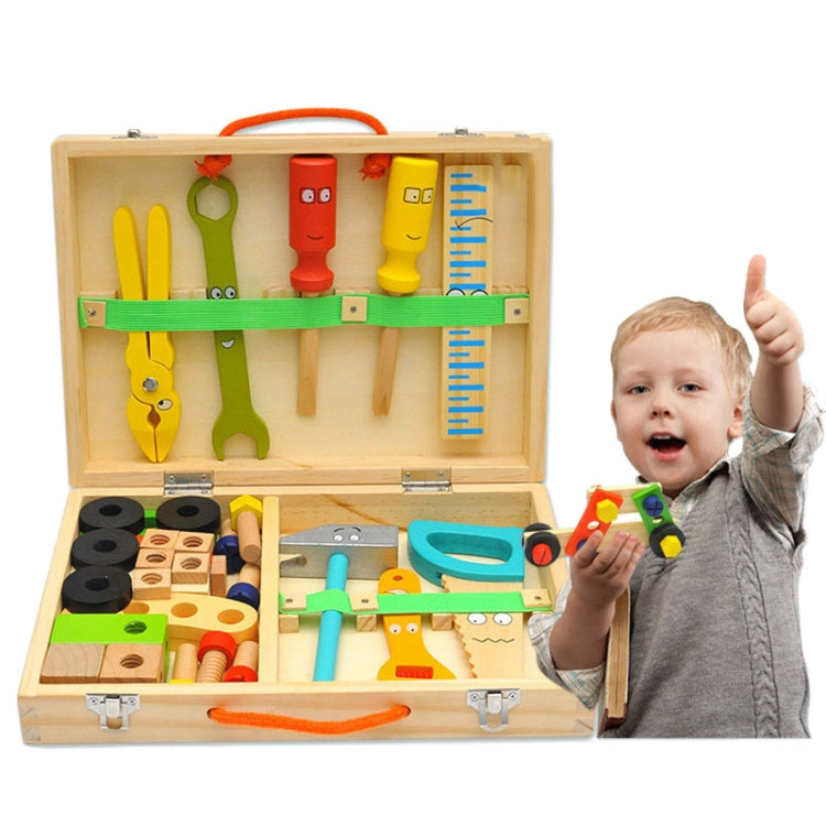 Wooden Simulation DIY Children Cartoon Toolbox Toys Play House Early Education Toys