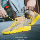 Spring Breathable Running Shoes Couple Models Student Casual Shoes Flying Woven Sports Shoes, Size: 42(Yellow)