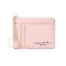 928801 Zipper Ladies Coin Purse Mini Keychain Multi-Card Card Holder(Pink)