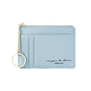 928801 Zipper Ladies Coin Purse Mini Keychain Multi-Card Card Holder(Blue)