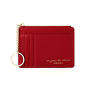 928801 Zipper Ladies Coin Purse Mini Keychain Multi-Card Card Holder(Red)