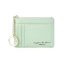 928801 Zipper Ladies Coin Purse Mini Keychain Multi-Card Card Holder(Green)