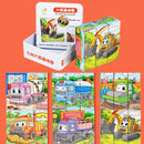 Iron Box 9 Cube Six-Sided Pattern Building Blocks Puzzle Children Early Education Wooden Toy(Excavator)