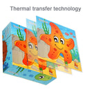 Iron Box 9 Cube Six-Sided Pattern Building Blocks Puzzle Children Early Education Wooden Toy(Marine Life)