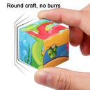 Iron Box 9 Cube Six-Sided Pattern Building Blocks Puzzle Children Early Education Wooden Toy(Farm Animals)