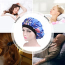 2 PCS Women Satin Night Sleep Cap Hair Bonnet Hat Silk Head Cover Wide Elastic Band(Black Lace)