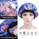 2 PCS Women Satin Night Sleep Cap Hair Bonnet Hat Silk Head Cover Wide Elastic Band(Leopard)