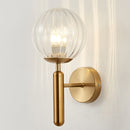 6102 Round Glass LED Wall Light Hotel Bedroom Bedside Living Room, Power source: 5W White Light(Copper Topic Striped Lampshade)