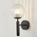 6102 Round Glass LED Wall Light Hotel Bedroom Bedside Living Room, Power source: 5W White Light( Black Striped Lampshade)
