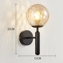 6102 Round Glass LED Wall Light Hotel Bedroom Bedside Living Room, Power source: 5W White Light( Copper Color Water Pattern Lampshade)
