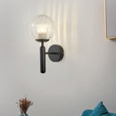 6102 Round Glass LED Wall Light Hotel Bedroom Bedside Living Room, Power source: 5W White Light( Black Striped Lampshade)