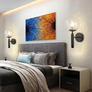 6102 Round Glass LED Wall Light Hotel Bedroom Bedside Living Room, Power source: 5W White Light( Black Milk White Lampshade)