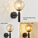 6102 Round Glass LED Wall Light Hotel Bedroom Bedside Living Room, Power source: 5W White Light( Black Striped Lampshade)