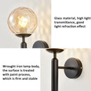 6102 Round Glass LED Wall Light Hotel Bedroom Bedside Living Room, Power source: 5W White Light( Copper Color Water Pattern Amber Lampshade)