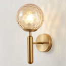 6102 Round Glass LED Wall Light Hotel Bedroom Bedside Living Room, Power source: 12W Three-color Light( Copper Color Water Pattern Amber Lampshade)