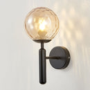 6102 Round Glass LED Wall Light Hotel Bedroom Bedside Living Room, Power source: 12W Three-color Light( Black Water Graphic Amber Lampshade)