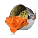 Wide Mouth Silicone Drainer Pot Side Drain To Block Fruit Noodle Strainer(Orange)