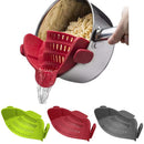 Wide Mouth Silicone Drainer Pot Side Drain To Block Fruit Noodle Strainer(Purple)