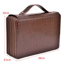 200 Hole Art Painting Pen Storage Bag Large-Capacity Crocodile Pattern PU Pencil Bag(Khaki Rose)