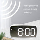 Mirror Bedside Alarm Clock Battery Plug-In Dual-Purpose LED Clock, Colour: Arc-shaped Black Shell (Mirror White Light)